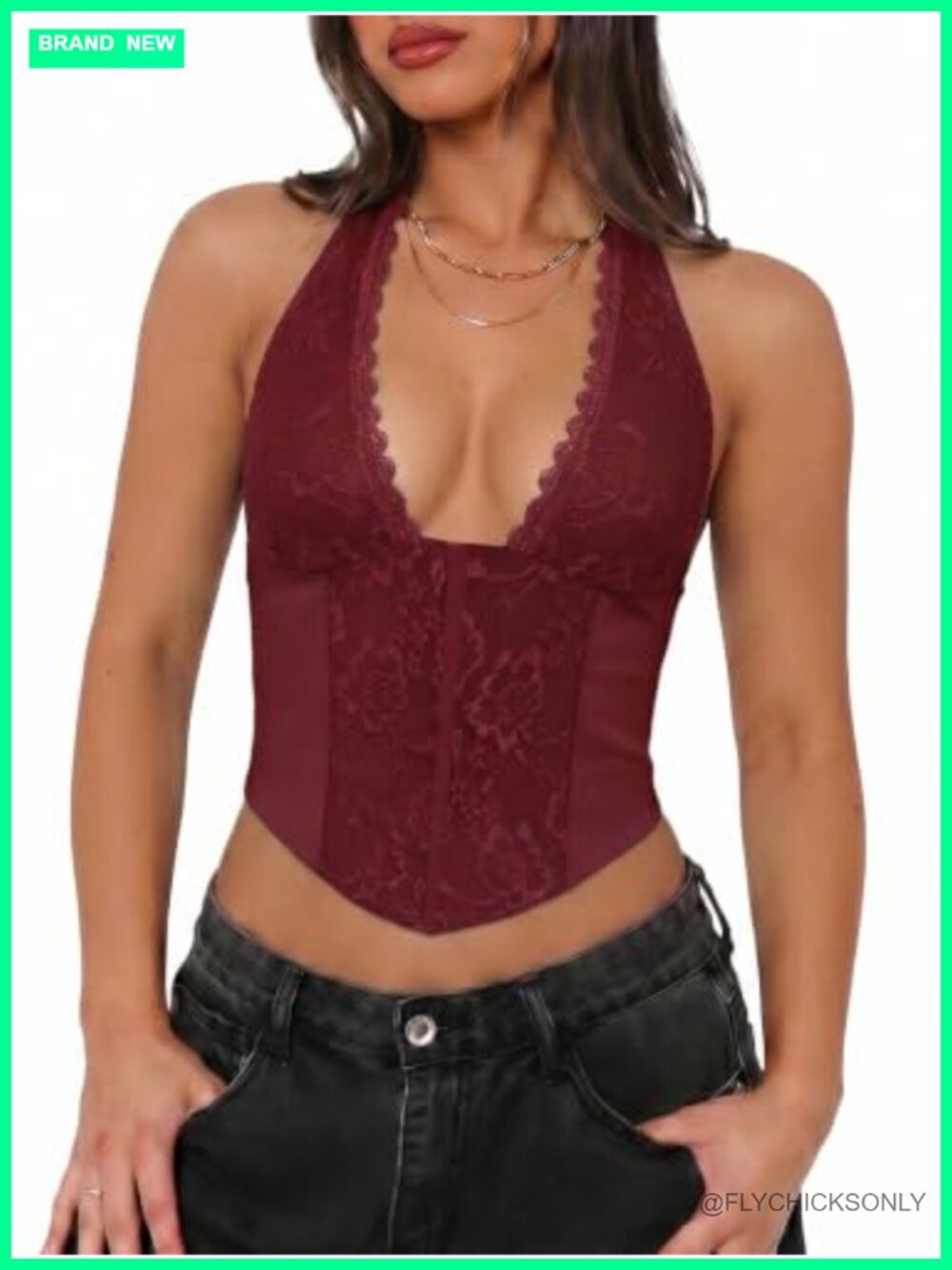 Lace Halter Corset Crop Top Backless Y2k Going Out Top